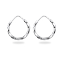 Boucles d'oreilles créoles torsade en argent 925/000 rhodié. Créoles Pendantes  Adolescent Adulte Femme Fille Indémodable 