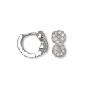 Boucles d'oreilles créoles avec le symbole infini en argent 925/000 rhodié et pavées en partie d'oxydes de zirconium blancs. Créoles Infini Strass  Adolescent Adulte Femme Fille Indémodable Symboles 