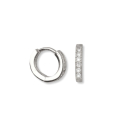 Boucles d'oreilles créoles en argent 925/000 rhodié et pavées en partie d'oxydes de zirconium blancs. Créoles Pendantes Strass  Adolescent Adulte Femme Fille Indémodable 