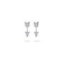 Boucles d'oreilles puces en forme de flèches en argent 925/000 rhodié serties d'un oxyde de zirconium blanc. Flèche Puce Strass  Adolescent Adulte Femme Fille Indémodable 
