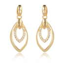 Boucles d'oreilles pendantes composées de cercles ovales en plaqué or jaune 18 carats pavées en partie d'oxydes de zirconium blancs. Cercle Ovale Strass  Adolescent Adulte Femme Fille Indémodable 
