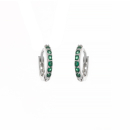 Boucles d'oreilles créoles en argent 925/000 rhodié pavées d'oxydes de zirconium de couleur verte. Créoles Papillon Strass  Adolescent Adulte Femme Fille Indémodable 