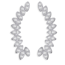 Boucles d'oreilles pendantes au motif de branche de laurier en argenté 925/000 rhodié pavées d'oxydes de zirconium blancs. Laurier Pendantes Strass  Adolescent Adulte Femme Fille Indémodable Nature Symboles 