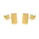 Boucles d'oreilles puces de forme rectangulaire en plaqué or jaune 18 carats. Puce Rectangle  Adolescent Adulte Femme Fille Indémodable 