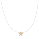 Collier composé d'un fil de pêche nylon et d'un pendentif en forme d'étoile en plaqué or jaune 18 carats serti d'un oxyde de zirconium blanc. Etoile Strass  Adolescent Adulte Femme Fille Indémodable Nature 