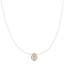 Collier composé d'un fil de pêche nylon et d'un pendentif en forme de goutte en plaqué or jaune 18 carats serti d'un oxyde de zirconium blanc. Goutte Strass  Adolescent Adulte Femme Fille Indémodable 