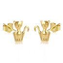 Boucles d'oreilles en forme de chat en plaqué or jaune 18 carats. Chat Puce  Adolescent Adulte Animaux Femme Fille Indémodable 