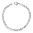 Bracelet chaîne maille palmier en argent 925/000 rhodié.  Adolescent Adulte Femme Fille Indémodable 