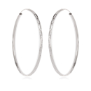 Boucles d'oreilles créoles diamantée en argent 925/000 rhodié. Créoles Pendantes  Adolescent Adulte Femme Fille Indémodable 