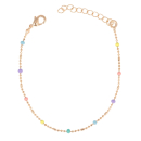 Bracelet composé d'une chaîne en plaqué or jaune 18 carats et de perles en résine multicolore.<br/>Fermoir mousqueton avec 3 cm de rallonge. Boule Perle  Adolescent Adulte Femme Fille Indémodable 