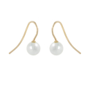 Boucles d'oreilles pendantes en plaqué or jaune 18 carats avec une perle d'imitation. Boule Pendantes Perle  Adolescent Adulte Femme Fille Indémodable 