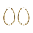 Boucles d'oreilles créoles de forme ovale en plaqué or jaune 18 carats. Créoles Ovale  Adolescent Adulte Femme Fille Indémodable 