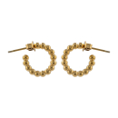 Boucles d'oreilles créoles ouvertes avec boules en plaqué or jaune 18 carats. Boule Créoles Rond  Adolescent Adulte Femme Fille Indémodable 