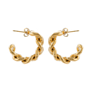Boucles d'oreilles créoles ouvertes en forme de chaîne en plaqué or jaune 18 carats. Créoles  Adolescent Adulte Femme Fille Indémodable 