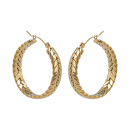 Boucles d'oreilles créoles fermées en forme de branche de laurier en plaqué or jaune 18 carats. Créoles Laurier  Adolescent Adulte Femme Fille Indémodable Nature 