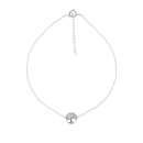 Bracelet chaîne de cheville composé d'une chaîne avec un arbre de vie en argent 925/000 rhodié.<br/>Fermoir anneau ressort avec 3 cm de rallonge. Arbre Cheville Rond  Adolescent Adulte Femme Fille Indémodable Nature 