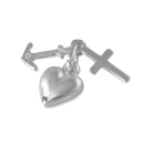 Pendentif cœur, ancre et croix en argent 925/000 rhodié. Ancre Coeur Croix  Adolescent Adulte Amour Femme Fille Religion Symboles 