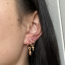 Boucles d'oreilles créoles avec croix pendantes en plaqué or jaune 18 carats. Créoles Croix Pendantes  Adolescent Adulte Femme Fille Indémodable Religion 
