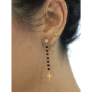 Boucles d'oreilles créoles avec croix pendantes en plaqué or jaune 18 carats. Créoles Croix Pendantes  Adolescent Adulte Femme Fille Indémodable Religion 