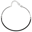 Bracelet jonc en argent 925/000 et en émail de couleur noir.<br/>Fermoir anneau ressort avec 3,5 cm de rallonge. Jonc  Adolescent Adulte Femme Fille Indémodable 
