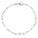 Bracelet composé d'une chaîne en argent 925/100 et de perles d'imitation. Perle  Adolescent Adulte Femme Fille Indémodable 