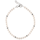 Bracelet composé de perles en argent 925/000 et de perles d'imitation.<br/>Fermoir mousqueton avec 2 cm de rallonge. Perle  Adolescent Adulte Femme Fille Indémodable 