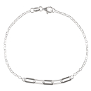 Bracelet composé d'une chaîne de deux mailles différentes en argent 925/100.  Adolescent Adulte Femme Fille Indémodable 