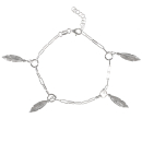 Bracelet composé d'une chaîne et de 4 pampilles plumes en argent 925/100.<br/>Fermoir mousqueton avec 2 cm de rallonge. Plume  Adolescent Adulte Femme Fille Indémodable 