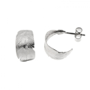 Boucles d'oreilles créoles au motif de plume enroulée en argent 925/000 rhodié. Créoles Plume  Adolescent Adulte Femme Fille Indémodable Nature 
