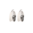 Boucles d'oreilles créoles large en argent 925/000 recouvertes d'émail de couleur blanc. Créoles  Adolescent Adulte Femme Fille Indémodable 